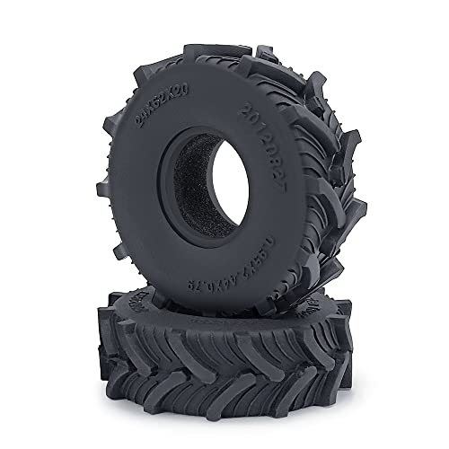 RCLIONS 1/24th Rubber Micro 1" RC Wheel Tires for Axial SCX24 Deadbolt,C10,JLU CRC,Bronco,Gladiator RC Crawler Truck Car (62mm) - size: 62mm