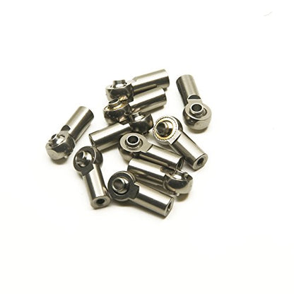 RC-Hub 10Pcs M3 Rod Ends Joint Aluminum M3 Metal Ball End Head Holder Tie for 1/10 RC D90 Axial SCX10 F350 (Titanium)