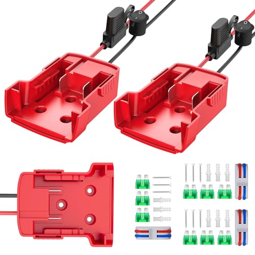 Azocek Power Wheel Adapter 3 Packs Compatible with Milwaukee 18V Battery | Battery Converter Kit, Fuse & Switch & Wire Terminals, 12 AWG Wire, For DIY RC Car Robotics - color: 3-PACK