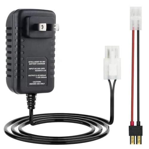 9.6V 8.4V 7.2V Intelligent Battery Charger KET-2P Standard-Tamiya Connector with TRX/Traxxas Cable for 2.4V-12V(2S-10S) NiMH NiCd RC Car/Airsoft Battery Pack Charger