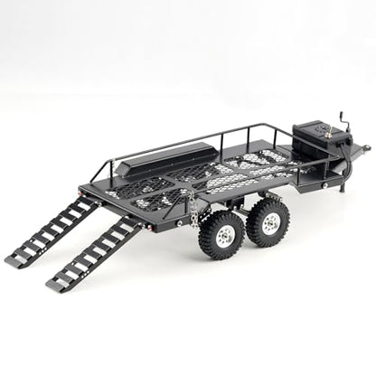 RC Trailer Metal Hitch Mount Trailer with Light Strip for TRX4M Defender Bronco F150 FCX18 SCX24 FCX24 AX24 Etc 1/18 1/24 RC Crawler Car,RC Trucks with Trailers Upgrades Accessories