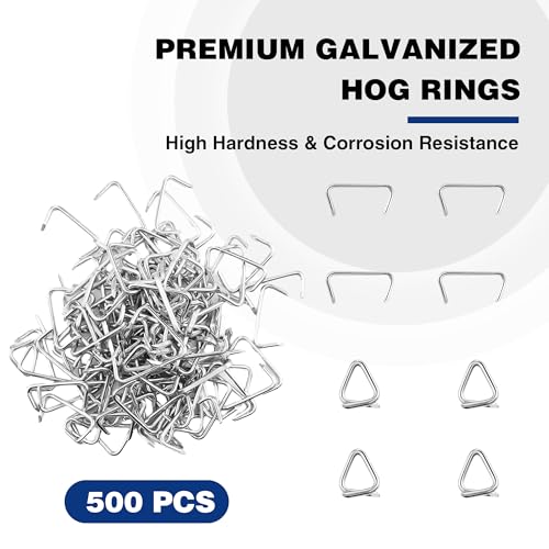 WORKPRO Bent Hog Ring Pliers with 500 Pcs 3/4" Hog Rings | Galvanized Steel Hog Rings, For Furniture Upholstery, Auto Upholstery, Plastic Meat & Sausage Casings - style: Bent Hog Ring Pliers Set