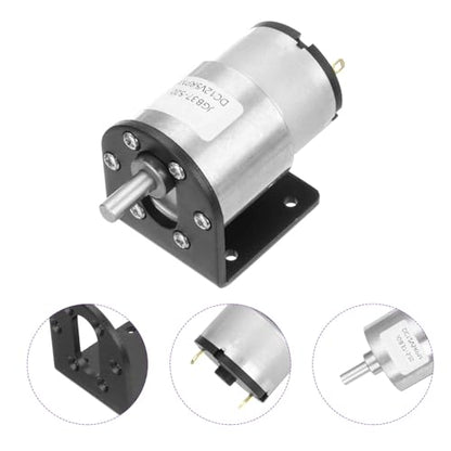 DMiotech Micro DC 12V 5RPM Geared Motor with Bracket Gear Reduction Motors 37mm Diameter Gearbox Micro Speed Reduction for RC Car, Robot Model, DIY Toys - style: 5RPM