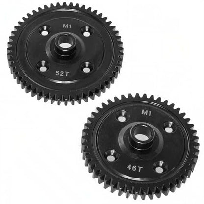 Hardened Steel 46T and 52T RC Main Spur Gear M1.0 Upgrade Parts for 1/8 Sledge Monster Truck (Black)
