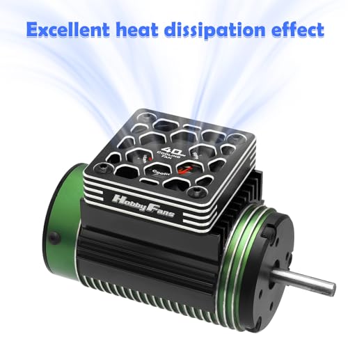 40mm RC Cooling Fan with Heat Sink and Metal Cover RC Electric Motor Fan with Heatsink for 1/8 RC Car 4074 4274 1515 1512 Motor, Black - color: Black