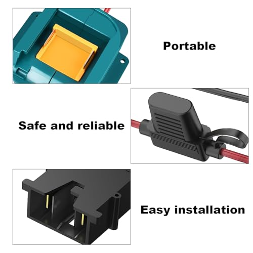 Ranoff Power Wheel Adapter 18V/20V Battery with Fuse & Wire terminals, Wheels Battery Conversion Kit Power Connector for DIY Ride On Truck, RC Car Toys and Robotics - size: for MAKITA black
