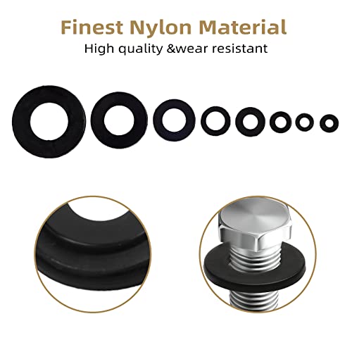 510 Pcs Black Nylon Flat Washer Assortment Kit for Electrical Connections on Household & Commercial Appliances, (M2 M2.5 M3 M4 M5 M6 M8 M10)