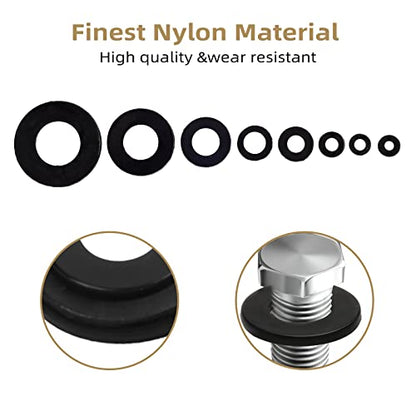 510 Pcs Black Nylon Flat Washer Assortment Kit for Electrical Connections on Household & Commercial Appliances, (M2 M2.5 M3 M4 M5 M6 M8 M10)