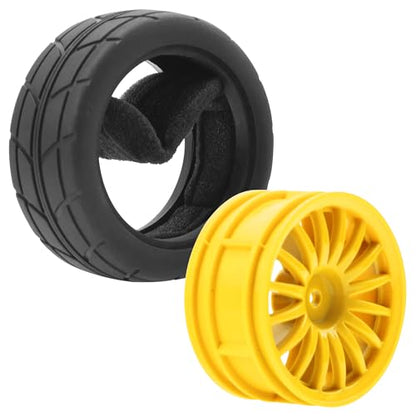 4Pack Vgoohobby OD70mm RC 1/10 On Road Rubber Tires w/Plastic Wheel Rims 12mm Hex Compatible with HSP HPI Redcat Tamiya Traxxas Kyosho 1/10 RC On Road Racing Touring Car (Yellow) - color: Yellow