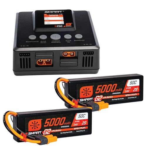 Spektrum SMART Smart Powerstage 4S Surface Bundle: (2) G2 5000mAh 2S LiPo IC5 & S250 Charger, SPMXPSS500