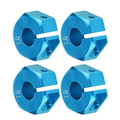 4 Pcs Universal Wheel Hex Hub Adapters,12mm Wheel Hex Mount with Pins and Screws,Wheel Hex Drive Adapters Hub RC Model Vehicle Accessory for RC Spare Part RC Car Upgrade Parts (7.0MM Blue) - size: 7.0MM blue