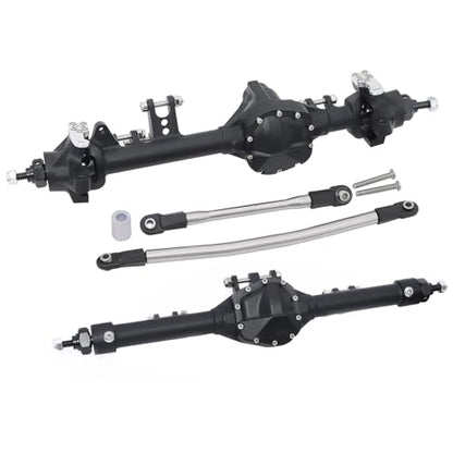 CNC Aluminum Front Rear Straight Axle for 1/10 RC Crawler Axial SCX10 II Vanquish VS4-10 Chassis (Black) - color: Black