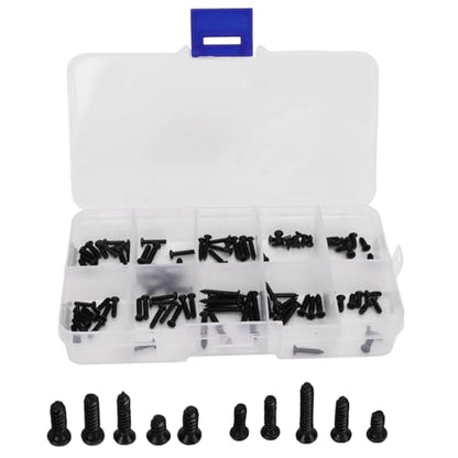 100Pcs RC Car Screws Box Kit, M2.3 M2.6 Repair Tool Accessory Screws Assortment Set with Storage Box Stainless Steel Hardware Fasteners for MJX16208 16207 16210 1/16 Brushless RC Car
