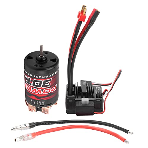 3 - Slot 30T 550 Brushed Motor with 80A ESC Replacement Set, High - Torque RC Crawler Motor for 1/10 & 1/12 Brushed RC Cars, Copper Windings & Double Ball Bearings