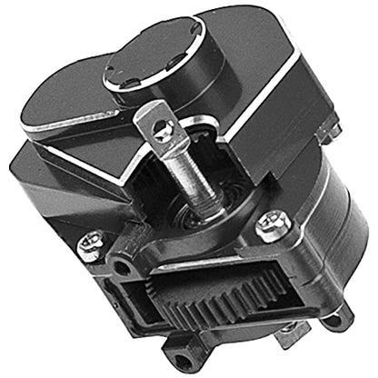 ShareGoo Aluminum Complete Transmission Gearbox w/Transmission Gear Upgrade Part Compatible with Axial SCX24 Deadbolt C10 JLU Gladiator Bronco 1/24 RC Crawler Car (Black) - color: Black