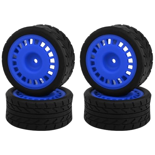 2.59" Rubber Tires & Nylon Wheel Rims 12mm Hex Hub Compatible with HSP Tamiya HPI Kyosho Redcat ExceedRC 1/10 On-Road Touring Car,WLtoys 1/14 144001 RC Buggy (blue) - color: blue
