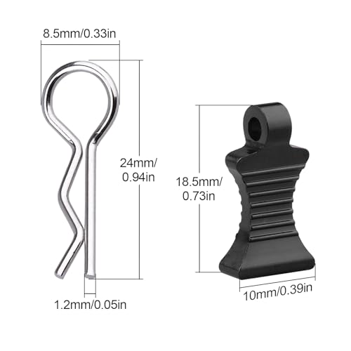 1/10 RC Car Body Clips Pins with Pull Tabs R Clips for All 1:10 1/12 Scale Axial Redcat HPI Himoto HSP Exceed RC Car Parts Truck Buggy Shell Replacement, Set of 4 (Black) - color: Black