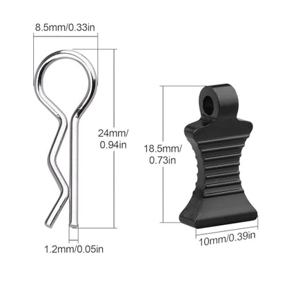 1/10 RC Car Body Clips Pins with Pull Tabs R Clips for All 1:10 1/12 Scale Axial Redcat HPI Himoto HSP Exceed RC Car Parts Truck Buggy Shell Replacement, Set of 4 (Black) - color: Black