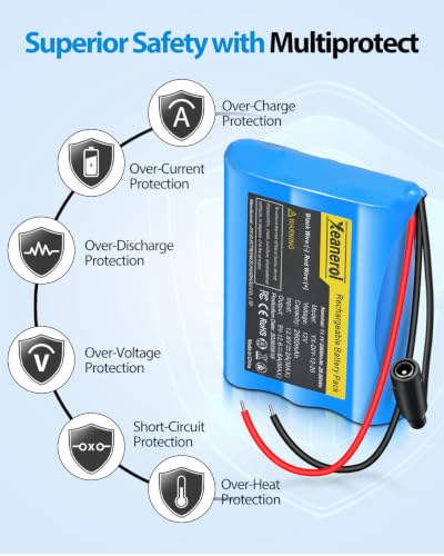 11.1V- 12V 2600mAh Rechargeable Li-ion Battery Pack with Charger, Bare Leads Wire Replacement Lithium Battery Compatible with 12 Volt Devices RC Car, Boat, Robot, DIY, LED Light Strip, CCTV Camera