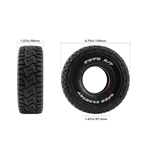 1.9in Butyl Rubber RC Crawler Tires for 1/10 SCX10 TRX4 | Reinforced inner liner stable support, deep anti-slip tread, 120 * 40mm