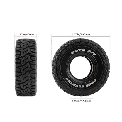 1.9in Butyl Rubber RC Crawler Tires for 1/10 SCX10 TRX4 | Reinforced inner liner stable support, deep anti-slip tread, 120 * 40mm