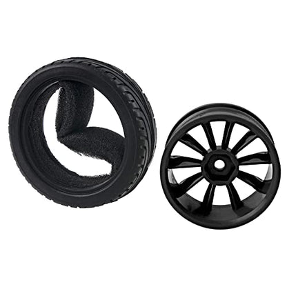10-Spoke RC 12mm Hex Hub Wheel Rims & Rubber Tires Compatible with HSP Tamiya HPI Kyosho 1/10 On-Road Touring Car,WLtoys 1/14 144001 Traxxas 1/16 Slash RC 1/18 A959B Buggy (Black) - color: Black