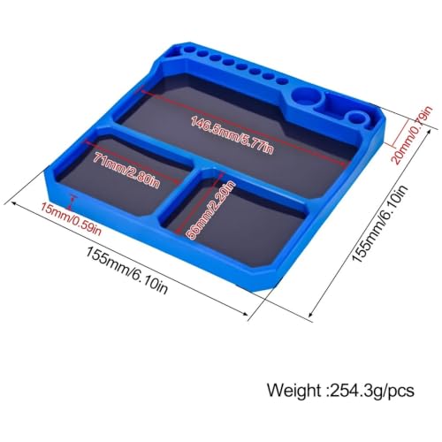 1/10 1/18 1/24 Rc Car Organizer Tray Silicone Tool Holder Storage Box 155x155mm Models Upgrade Replacement Modify Parts RC Car Repair Kit - color: Blue
