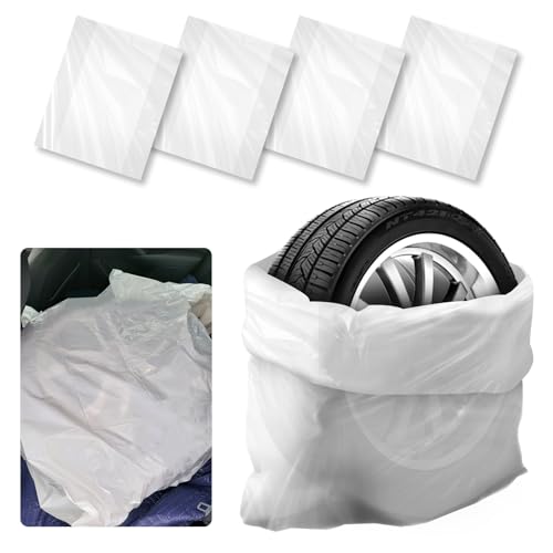 4PCS Extra-Large Tire Covers,Tear-Resistant LDPE Plastic Tire Bags for Storage & Transport Car Tires Wheel,Waterproof Dustproof Tire Storage Bag Car Accessories for Most Vehicles (4PCS) - size: 4PCS