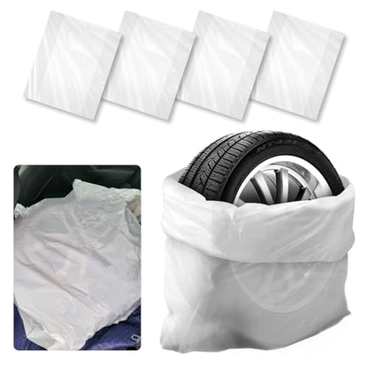 4PCS Extra-Large Tire Covers,Tear-Resistant LDPE Plastic Tire Bags for Storage & Transport Car Tires Wheel,Waterproof Dustproof Tire Storage Bag Car Accessories for Most Vehicles (4PCS) - size: 4PCS