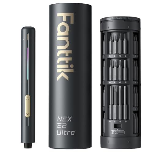 Fanttik E2 Ultra Electric Screwdriver, Precision Screwdriver Set (Grey) | 50 Magnetic Bits, 5/32''Hex Shank, 0.6N.m, RevoStor Magnetic Storage, Repair Kit for PC, Phone, 3D Printer, RC Cars, Drone - color: Space Grey