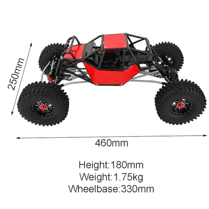 Metal DIY 330mm Wheelbase Rock Buggy Frame Chassis Crawler with VP Element Enduro Portal Axle Nylon Tube Roll Cage for 1/10 RC Crawler Axial SCX10 II Upgrades (red) - color: Red