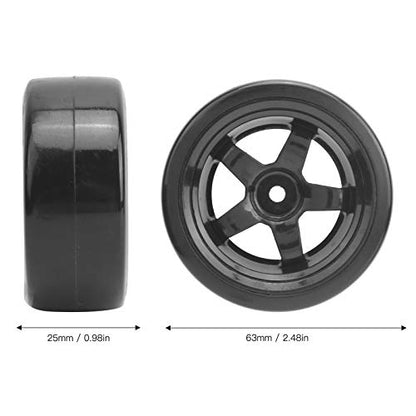 RC Wheel Rim Tire, Wear‑Resistant 63mm RC Hard Plastic Tyres for RC 1/10 On-Road Racing Car and Drift Car for WPL D12 1/10 RC Car