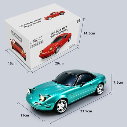 LD1804 1/18 RWD Mazda MX-5 RC Drift Car Blue | 2.4GHz mini drifting model with 500mAh battery, hobby toy for adults - color: Ld1804-blue