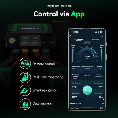 Gens ace iMars D1000 Plus Smart Charger | Bluetooth App Control | Dual Channel | G-Tech