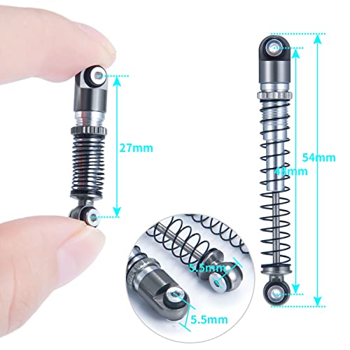 RC-Hub 4Pcs Aluminum Threaded Shock Absorber Damper 48mm for 1/24 Axial SCX24 90081 AXI00001 AXI00002 AXI00004 AXI00005 AXI00006 RC Crawler Car (Titanium Grey) - color: Titanium Grey