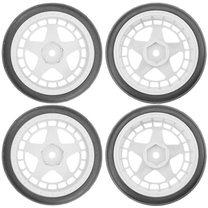 ShareGoo RC OD 2.55" Nylon 12mm Hex Wheels & Rubber Tires Set Compatible with Traxxas Tamiya Sakura HSP Redcat 1/10 RC On-Road Touring Drift Car (White) - color: White