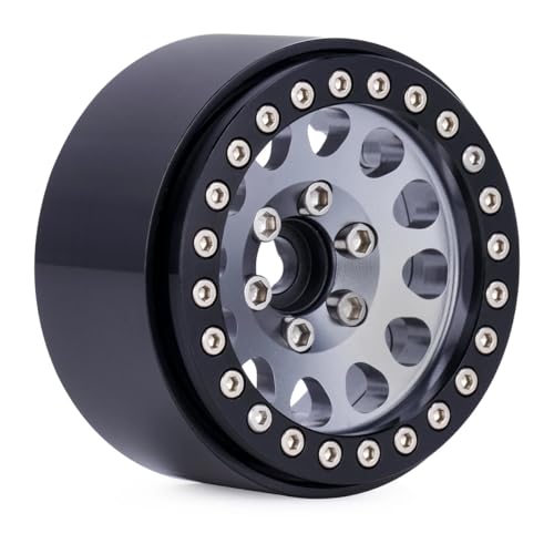 1.9 Beadlock Wheels for 1/10 RC Crawler, Aluminum 1.9 RC Wheel Rims with 12mm Hex, Metal Beadlock Wheel Set for 1/10 RC Rock Crawler, 4PCS (Titanium) - color: Titanium