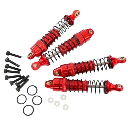 1/18 RC Aluminum Shock Absorbers Set 67mm, Pre-Assembled Suspension Damper Kit for RC Cars, Front Rear Upgrade Parts, 4PCS (Red) - color: Red