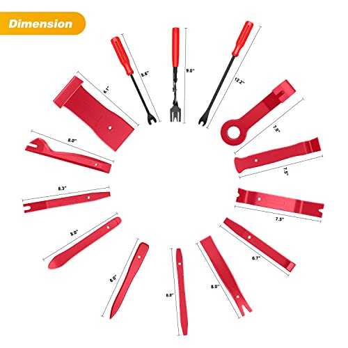 GOOACC 102Pcs Auto Trim Removal Tool and Push Pin Retainer Clip Set Red | Fastener Terminal Remover Tool Adhesive Cable Clips Panel Remover Kit Car Panel Radio Removal Auto Clip Pliers - color: 42Pcs Remover + 60Pcs Clips, size: Clips+Remover