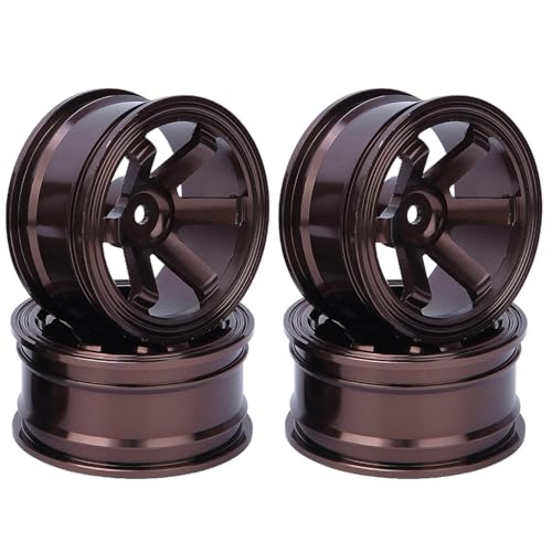 HERCHR 12mm Hex Hubs Metal Wheel Hub, 4pcs Aluminium Alloy Wheel Hub for Universal 1/10 Flat Running Drift RC Car Model Accessory Wheel Rims RC Wheel Rims Set Rc Drift Wheels(Coffee) - color: Coffee