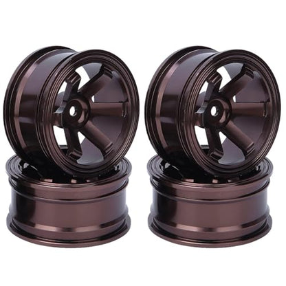 HERCHR 12mm Hex Hubs Metal Wheel Hub, 4pcs Aluminium Alloy Wheel Hub for Universal 1/10 Flat Running Drift RC Car Model Accessory Wheel Rims RC Wheel Rims Set Rc Drift Wheels(Coffee) - color: Coffee