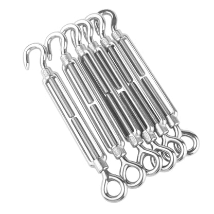 6PCS M8 Hook & Eye Turnbuckle 304 Stainless Steel 5/16" Turnbuckle Wire Rope Tension Heavy Duty Turnbuckles for Cable Railing Wire Rope Hardware Kit - size: Hook & Eye-M8