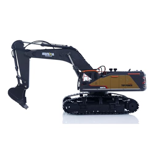 US in Stock, HUINA 1592 1/14 RC Excavator | 680° Rotatable, RC Metal Construction Vehicle with Light & Sound, 2.4GHz 50M Remote, RTR RC Digger with Battery Charger