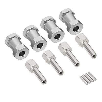 Generic 20mm Extension Wheel Hub Hex Drive Adapter, Durable Aluminium Alloy, Easy Install for 1/10 RC Drift Cars, 4PCS, SilverRedBlack (Silver) - color: Silver