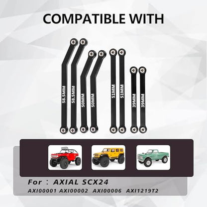 SCX24 Links High Clearance Links Chassis Suspension Steering Links Set for Axial SCX24 Upgrades 1/24 RC Crawler - color: Black