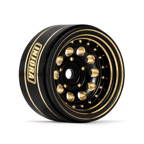 INJORA 1.0 Beadlock Wheel Rims Black Coating Brass Rims for 1/24 1/18 RC Crawler Car Axial SCX24 AX24 TRX4M FCX24, 39g(Black) - color: Black