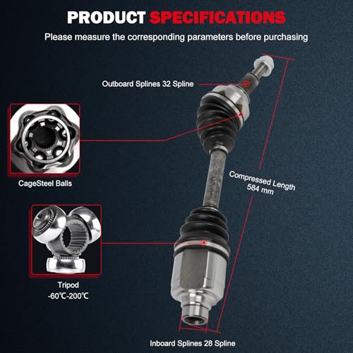 CCIYU CV Axle Shaft Assembly for Chrysler Sebring 2007-2010 | CV Shaft for Dodge Avenger/Journey 2008-2009,2011-2020 – Front Right Passenger Side - Replace# 66-3520 - size: 17-9924