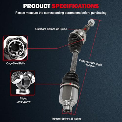CCIYU CV Axle Shaft Assembly for Chrysler Sebring 2007-2010 | CV Shaft for Dodge Avenger/Journey 2008-2009,2011-2020 – Front Right Passenger Side - Replace# 66-3520 - size: 17-9924