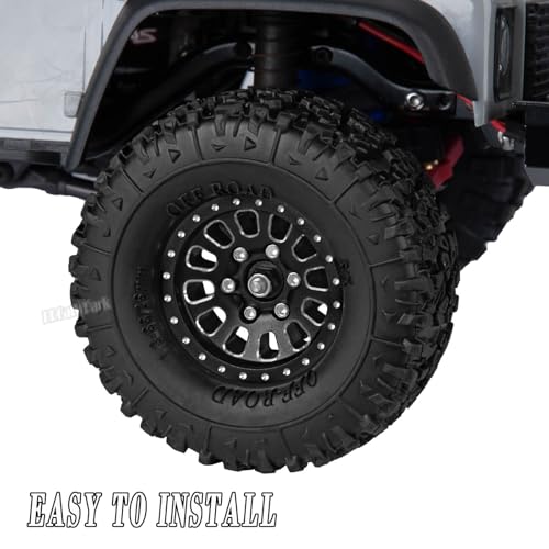 RC 1.3 in Wheel Tires for 1/18 TRX4M 1/24 SCX24 RC Crawler Car,Aluminum 1.3 Beadlock Wheel Rims and Rubber Tires w/Sponge,RC Truck Tires,Black - color: Black - (1.3 Tires)