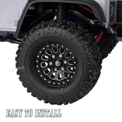RC 1.3 in Wheel Tires for 1/18 TRX4M 1/24 SCX24 RC Crawler Car,Aluminum 1.3 Beadlock Wheel Rims and Rubber Tires w/Sponge,RC Truck Tires,Black - color: Black - (1.3 Tires)